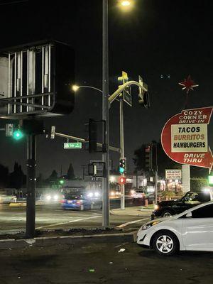 the truck is at the corner of harbor & 5th