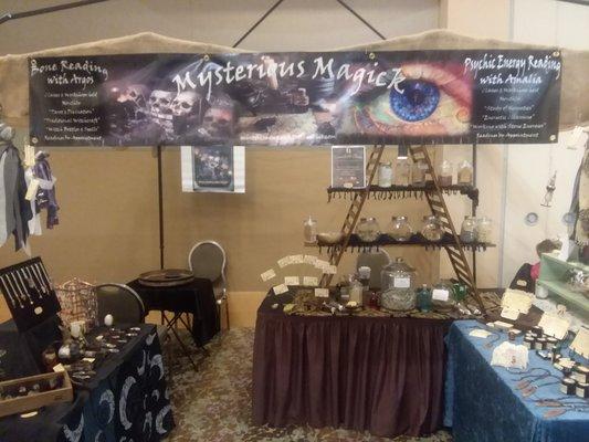 Our booth setup at Metaphysical shows around Iowa and Kansas City