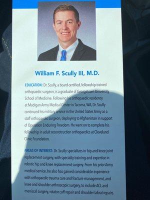 Dr. William Scully, hip surgeon.