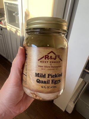 Mild pickled quail eggs