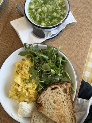 Scrambled eggs and bone broth