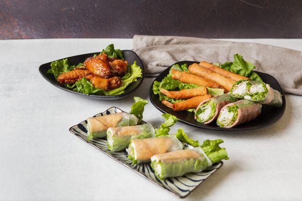 #6 House Special Fried Chicken Wings, #1 Ontario Appetizer Plate, #4 Fried Tofu Spring Rolls