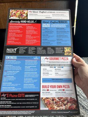 Wide variety menu