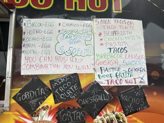 Taco hut menu