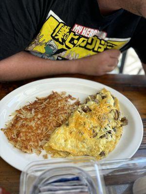 The Austin- hashbrowns, sausage omelet