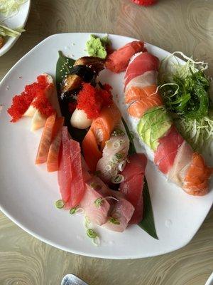 Sushi and sashimi combo