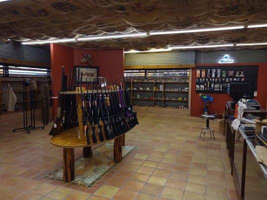 Retail store and custom gun rack.