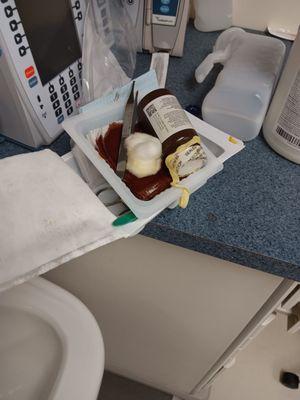 Medical waste from the procedure. The urologist did not have a medical waste bin for it.