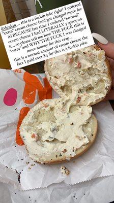 My bagel with "extra" cream cheese....