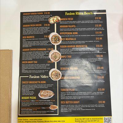 Menu back