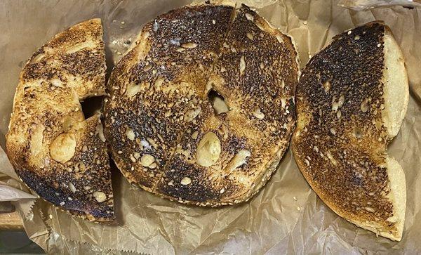 A "lightly toasted" bagel.