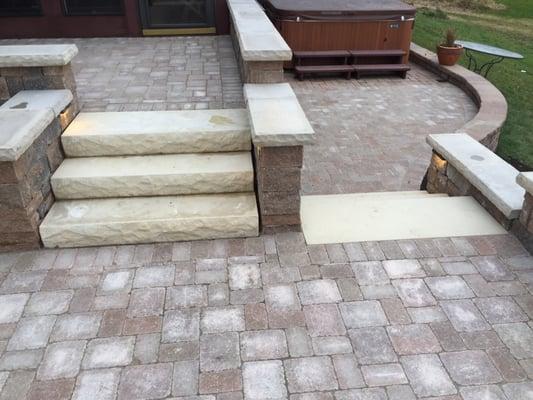 Patio - steps, seat walls and outdoor lighting