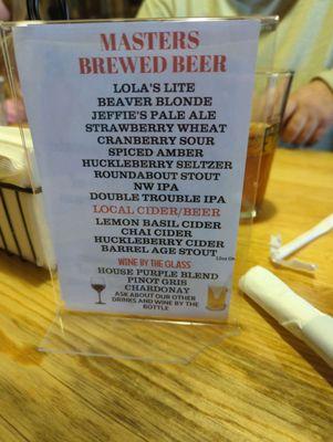 Beer/drink list