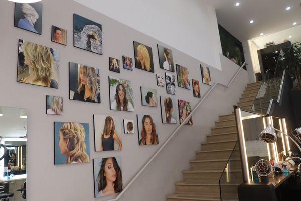 The staircase leading to the second floor of the salon