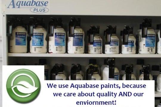 We use aquabase paints- ensuring your vehicle looks great and our enviorment stays cleaner too!