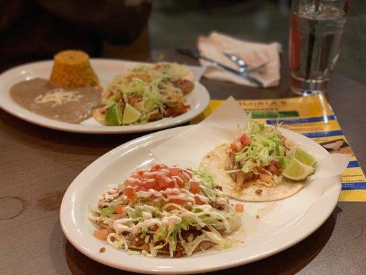 Tostada and fish taco