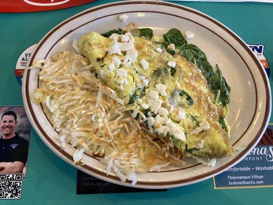 Special Spinach and Feta Omelet with Hashbrowns