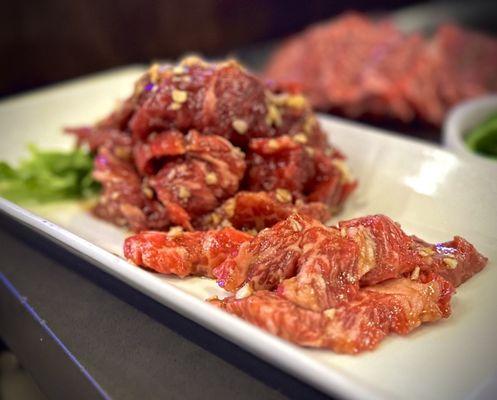 Marinated galbi pieces