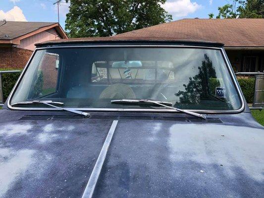 Lil Joe's new windshield - Thank you Robert for going the extra mile in taking care of the windshield replacement in my Pepaw's 1967 GMC.