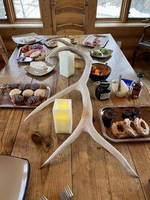 Our brunch in the cabin.