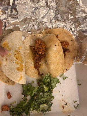 Los tacos al Pastor $15 for this crap can you believe it