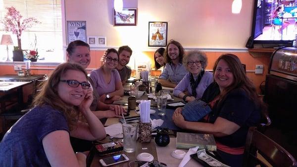 Group shot at Teton Kitchen of our book club meeting/discussion. Taka and Kim were great hosts & handled a big group with ease. The best!