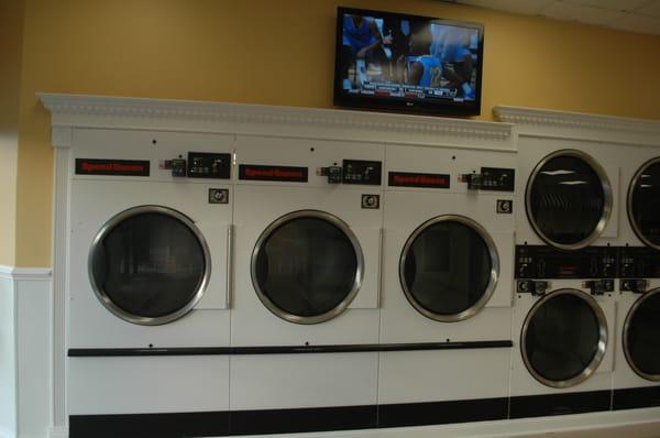 Largest Capacity of Dryers in The Triangle, so you can dry all of your clothes at one time - up to 8 loads at once!!