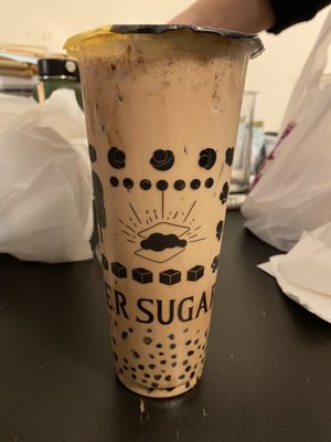 Large #3 Brown Sugar Chocalate Malt with Boba, Pearl & Cream Mousse