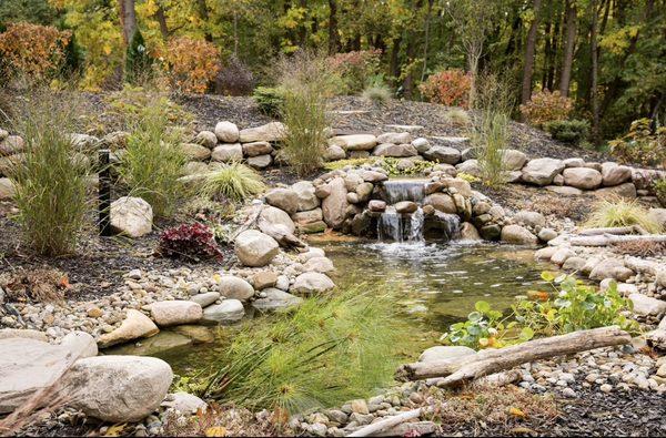 Mixed boulder water feature