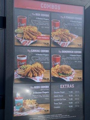 Drive thru menu