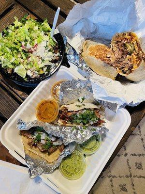 Salsa Macha Chicken Bowl, Best Pork Burrito, Classic Carnitas Tacos