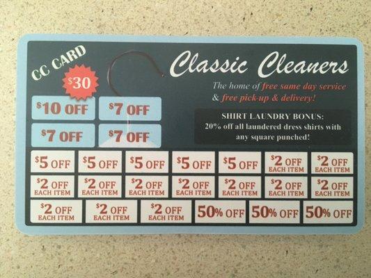 Ask about our brand new Classic Cleaners Card!