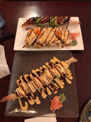 Dragon roll, sushi pizza roll , Alexandria roll