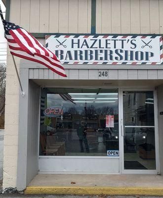 Hazlett's Barbershop on Main Street in Canadaigua, NY