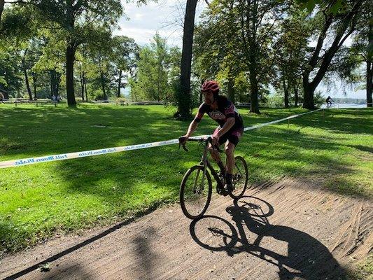 The owner doing a local cyclocross race.