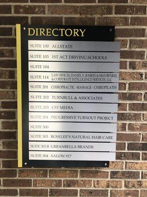 The building's Directory, 9.16.2020.