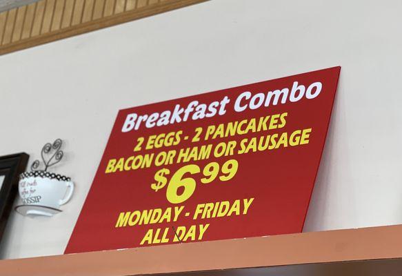 One breakfast combo special