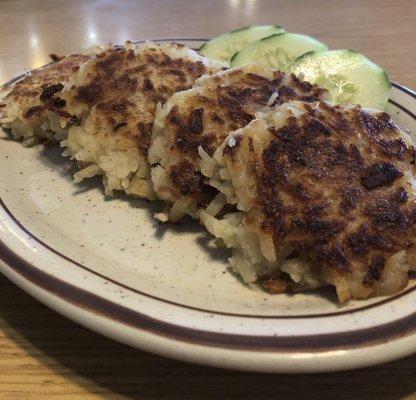 Homemade potato cakes.