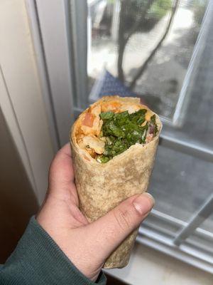 buffalo ranch chicken wrap (unbelievably fresh, even more flavorful after 5 min at 400 in the air fryer)