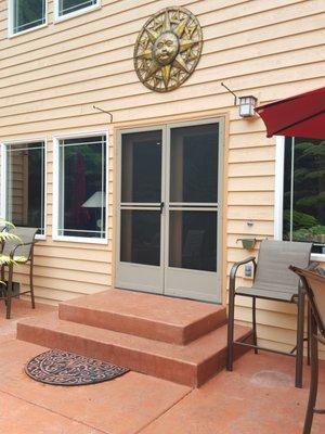 French swinging Riviera screen doors with pet proof mesh in them.