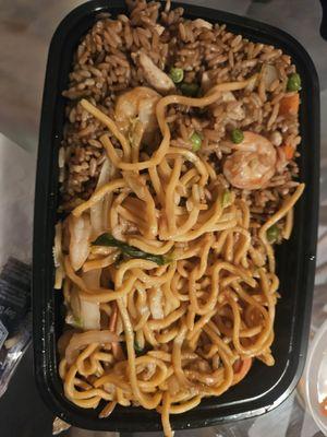 Shrimp lo mein AND fried rice