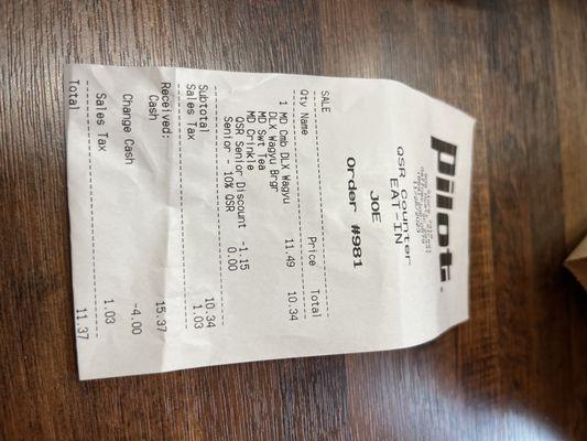 Today's receipt!