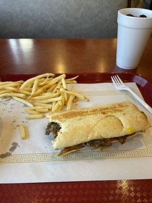 This is a GREAT local spot.  fast and greeted at window promptly.  great food.  ribeye sandwich and fries