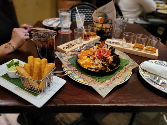 Paella Marina and yuca fries