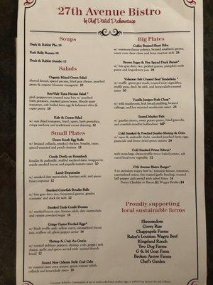 Dinner Menu