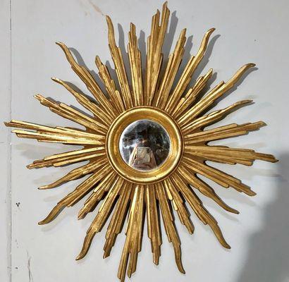 Italian Gilt Carved Wood Sunburst Mirror