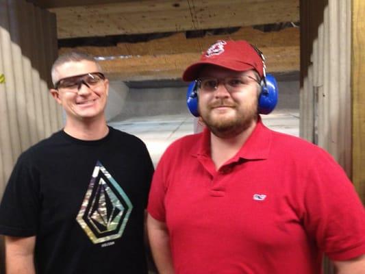 Dan  and Hunter shooting targets.