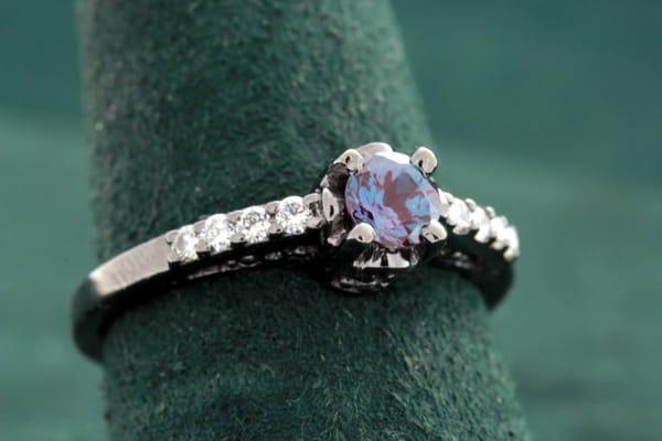 Alexandrite and Diamond Ring with Black Rhodium