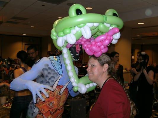 Lisa being eaten by her creation at the North American Body Painting Championships Feb. 2010