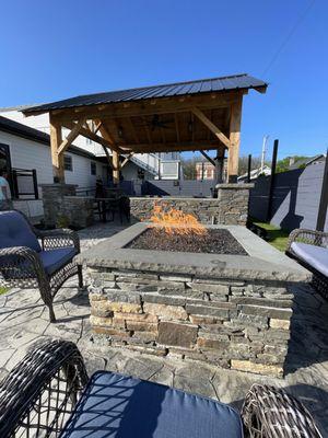 Our new fire pit in our outdoor dining space